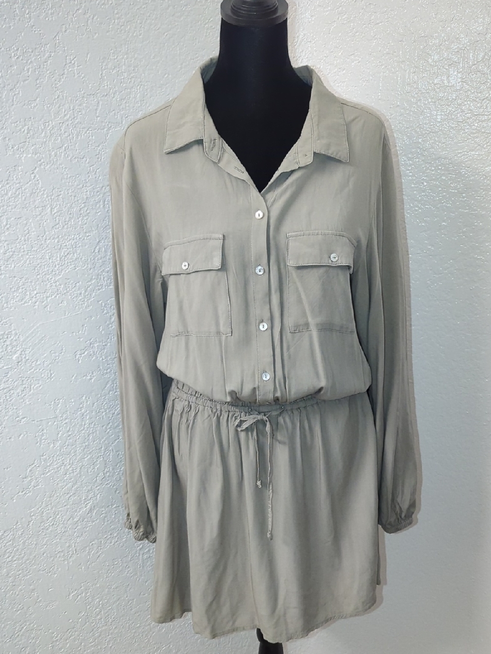 l*space Olivia Dress Olive-Taupe Button-Front Mini Dress